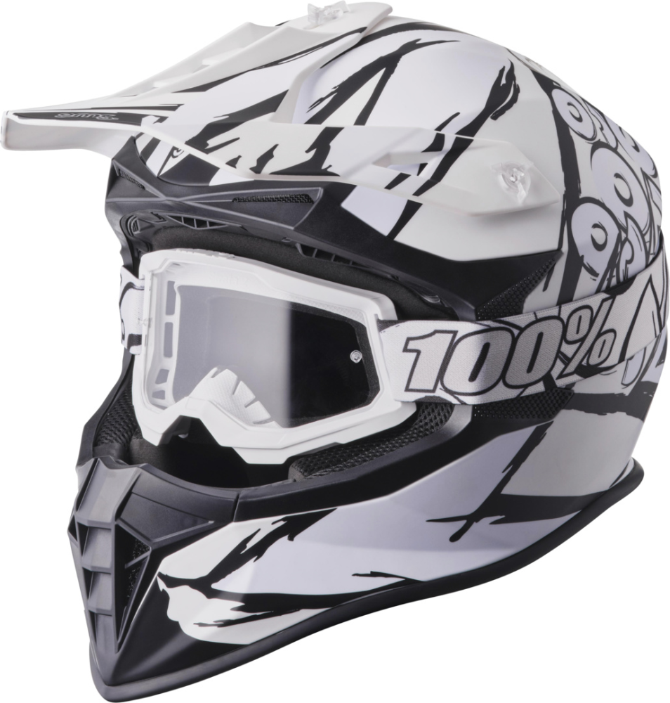 gms Motocrosshelm Fortis Graffi matt schwarz-weiss S
