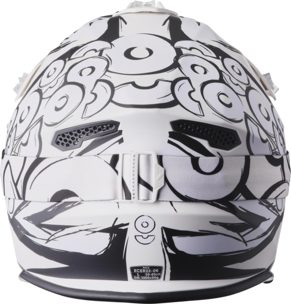 gms Motocrosshelm Fortis Graffi matt schwarz-weiss S