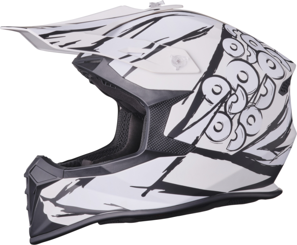 gms Motocrosshelm Fortis Graffi matt schwarz-weiss S